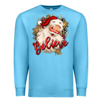 Ocean Blue believe christmas santa claus Premium Sweatshirt - MaliasSmallBusiness