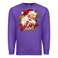 Purple believe christmas santa claus Premium Sweatshirt - MaliasSmallBusiness