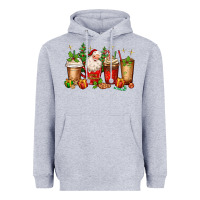 Heather Grey Christmas Santa coffee cups Heavyweight Hoodie - MaliasSmallBusiness