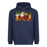 Navy Christmas Santa coffee cups Heavyweight Hoodie - MaliasSmallBusiness