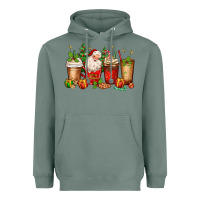 Sage Christmas Santa coffee cups Heavyweight Hoodie - MaliasSmallBusiness