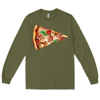 Army Green pizza slice Long Sleeve Tee - AdoDesignShop