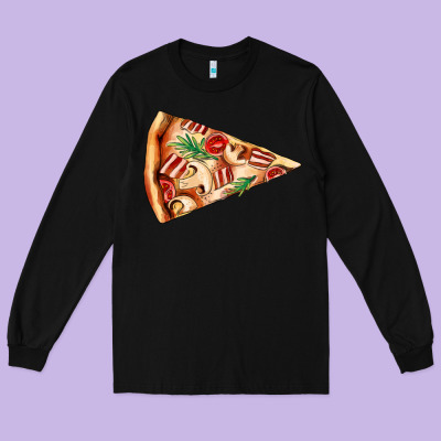 Pizza Slice Long Sleeve Tee Designed By Adodesignshop