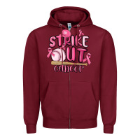 Burgundy strike out cancer baseball Zipper Hoodie - MaliasSmallBusiness