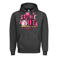 Charcoal Heather strike out cancer baseball Zipper Hoodie - MaliasSmallBusiness