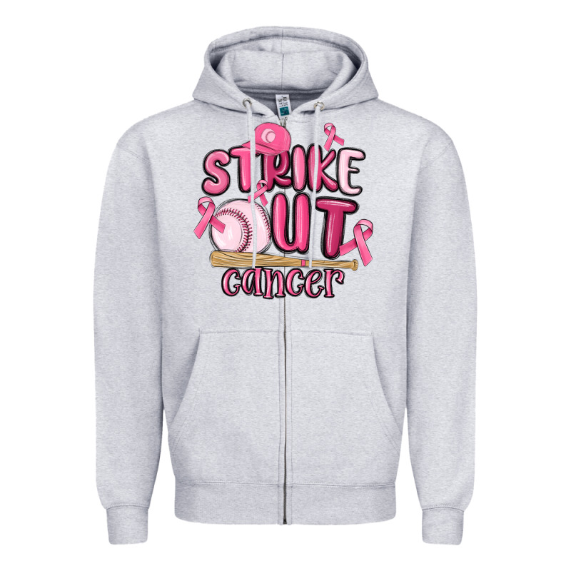 Strike Out Cancer Baseball Zipper Hoodie by MaliasSmallBusiness | Teevron