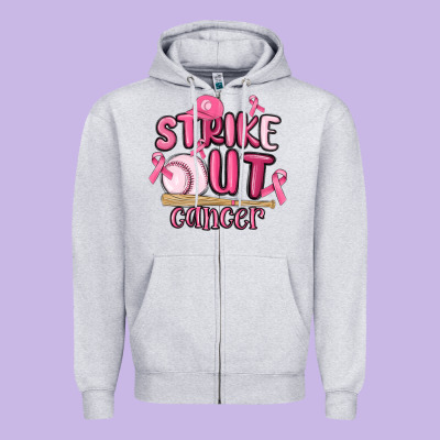 Strike Out Cancer Baseball Zipper Hoodie Designed By Maliassmallbusiness