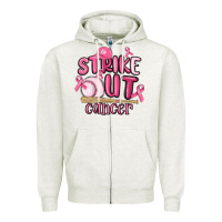 Oatmeal Heather strike out cancer baseball Zipper Hoodie - MaliasSmallBusiness