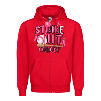 Red strike out cancer baseball Zipper Hoodie - MaliasSmallBusiness