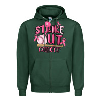 Sports Green strike out cancer baseball Zipper Hoodie - MaliasSmallBusiness