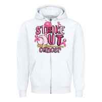 White strike out cancer baseball Zipper Hoodie - MaliasSmallBusiness