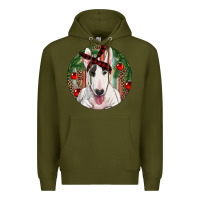 Army Green Christmas Bull Terrier Premium Hoodie - RanaPortraitStore