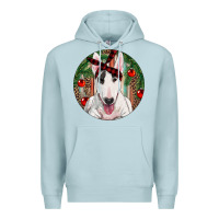 Blue Mist Christmas Bull Terrier Premium Hoodie - RanaPortraitStore