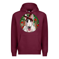 Burgundy Christmas Bull Terrier Premium Hoodie - RanaPortraitStore