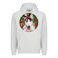 Dove Grey Christmas Bull Terrier Premium Hoodie - RanaPortraitStore