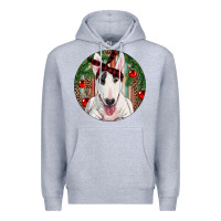 Heather Grey Christmas Bull Terrier Premium Hoodie - RanaPortraitStore