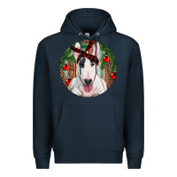 Navy Christmas Bull Terrier Premium Hoodie - RanaPortraitStore