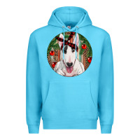 Ocean Blue Christmas Bull Terrier Premium Hoodie - RanaPortraitStore
