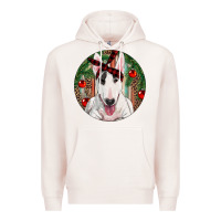 Pale Pink Christmas Bull Terrier Premium Hoodie - RanaPortraitStore