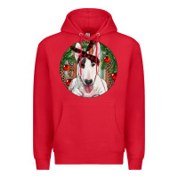 Red Christmas Bull Terrier Premium Hoodie - RanaPortraitStore