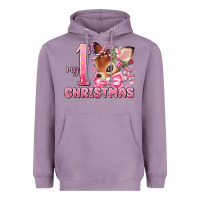 Lavender my first christmas pink reindeer Heavyweight Hoodie - MaliasSmallBusiness