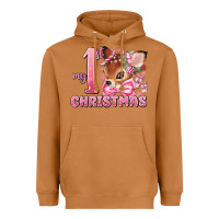 Meerkat my first christmas pink reindeer Heavyweight Hoodie - MaliasSmallBusiness