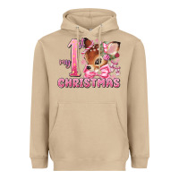Mushroom my first christmas pink reindeer Heavyweight Hoodie - MaliasSmallBusiness