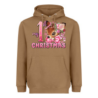 Toasted Coconut my first christmas pink reindeer Heavyweight Hoodie - MaliasSmallBusiness