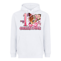 White my first christmas pink reindeer Heavyweight Hoodie - MaliasSmallBusiness