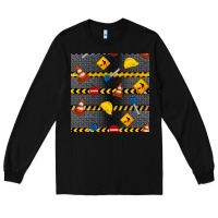 Black construction signs seamless pattern Long Sleeve Tee - BundleAndBundleShop
