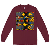 Burgundy construction signs seamless pattern Long Sleeve Tee - BundleAndBundleShop