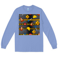 Colony Blue construction signs seamless pattern Long Sleeve Tee - BundleAndBundleShop