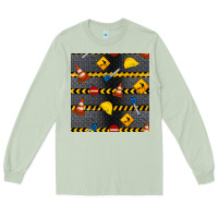 Matcha construction signs seamless pattern Long Sleeve Tee - BundleAndBundleShop