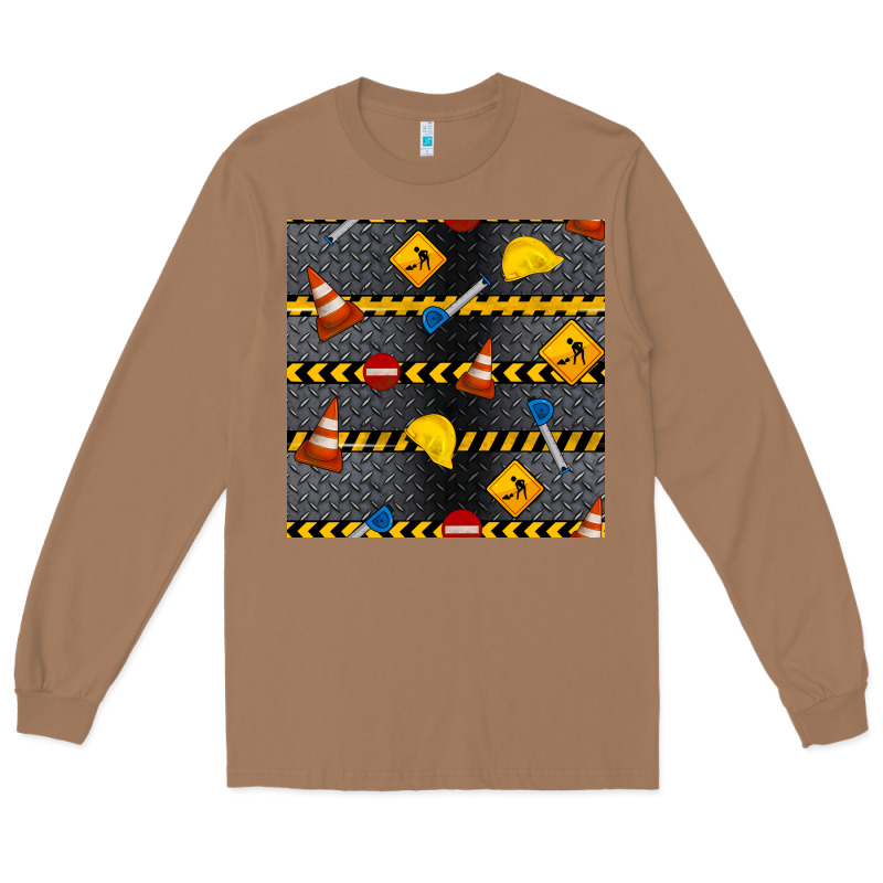 Construction Signs Seamless Pattern Long Sleeve Tee by BundleAndBundleShop | Teevron