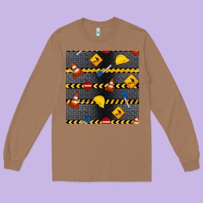 Construction Signs Seamless Pattern Long Sleeve Tee Designed By Bundleandbundleshop