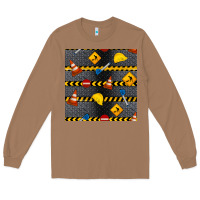 Toasted Coconut construction signs seamless pattern Long Sleeve Tee - BundleAndBundleShop