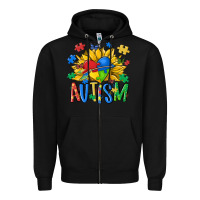 Black austism sunflower Zipper Hoodie - MaliasSmallBusiness