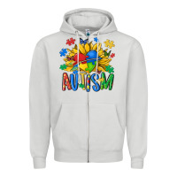 Dove Grey austism sunflower Zipper Hoodie - MaliasSmallBusiness