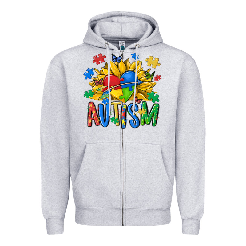 Austism Sunflower Zipper Hoodie by MaliasSmallBusiness | Teevron