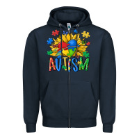 Navy austism sunflower Zipper Hoodie - MaliasSmallBusiness