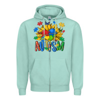 Seafoam austism sunflower Zipper Hoodie - MaliasSmallBusiness