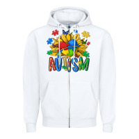 White austism sunflower Zipper Hoodie - MaliasSmallBusiness