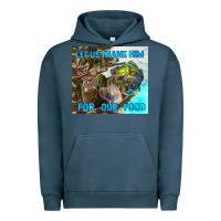 Pigment Midnight Navy let us thank hım for our food Urban Hoodie - TumblerDesignByShophia