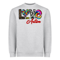 Heather Grey love autism Heavyweight Sweatshirt - CowhideDigitalArt