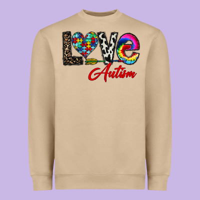 Love Autism Heavyweight Sweatshirt Designed By Cowhidedigitalart