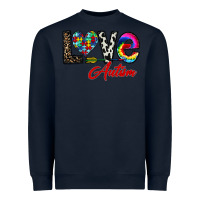 Navy love autism Heavyweight Sweatshirt - CowhideDigitalArt
