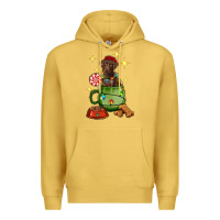 Antique Gold Christmas coffee cup with Labrador Premium Hoodie - RanaPortraitStore