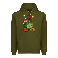 Army Green Christmas coffee cup with Labrador Premium Hoodie - RanaPortraitStore