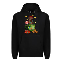 Black Christmas coffee cup with Labrador Premium Hoodie - RanaPortraitStore