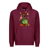 Burgundy Christmas coffee cup with Labrador Premium Hoodie - RanaPortraitStore
